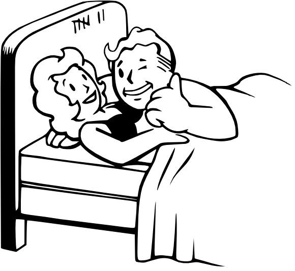 A Cartoon Of A Man And Woman Lying In Bed