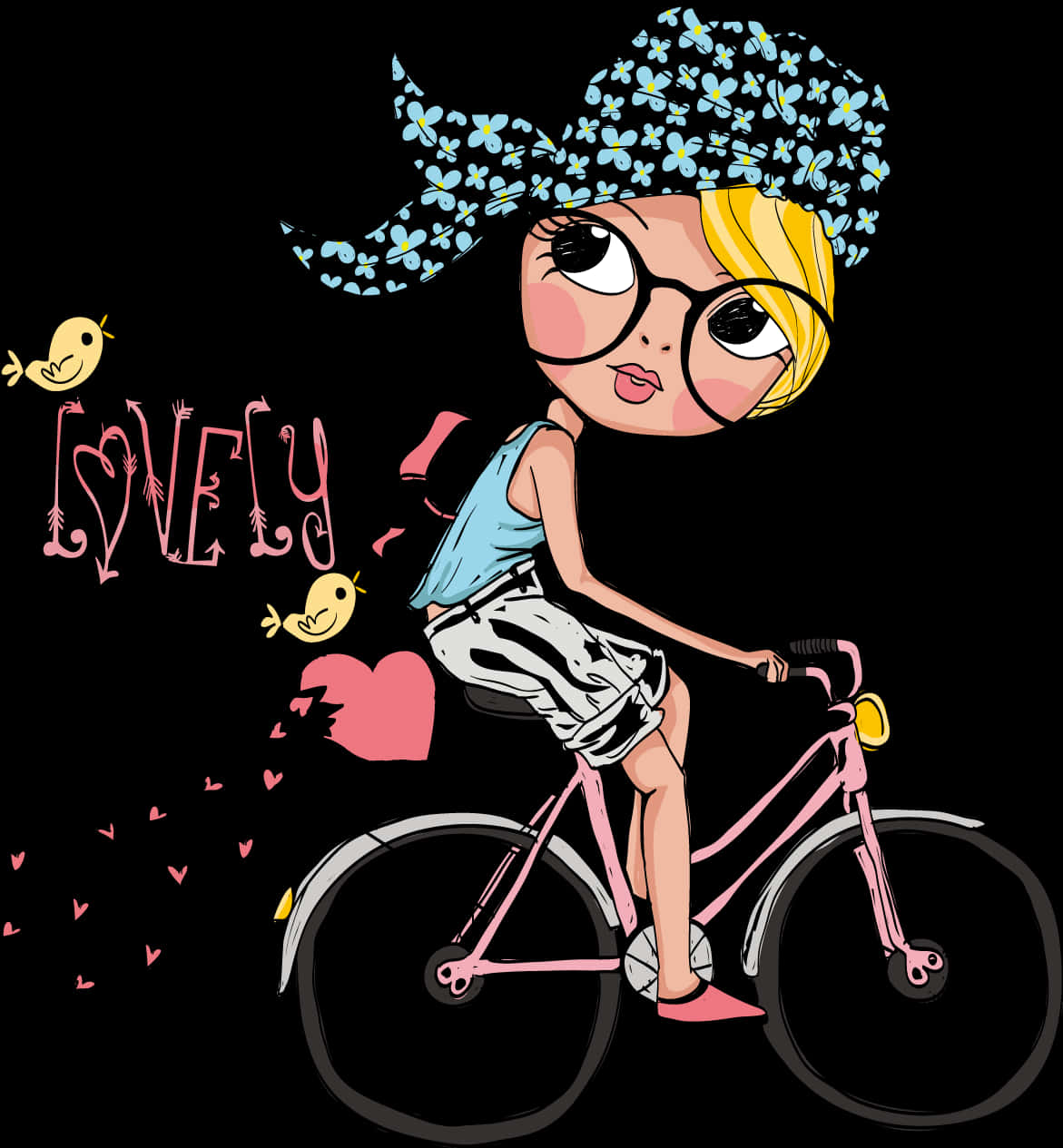 Vector Free Download Bicycle Clip Art Little Riding - Cartoon Girl On Bike, Hd Png Download