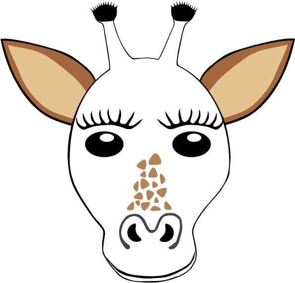 A Giraffe Face With Eyelashes And Ears