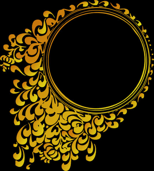 A Gold And Black Circular Frame