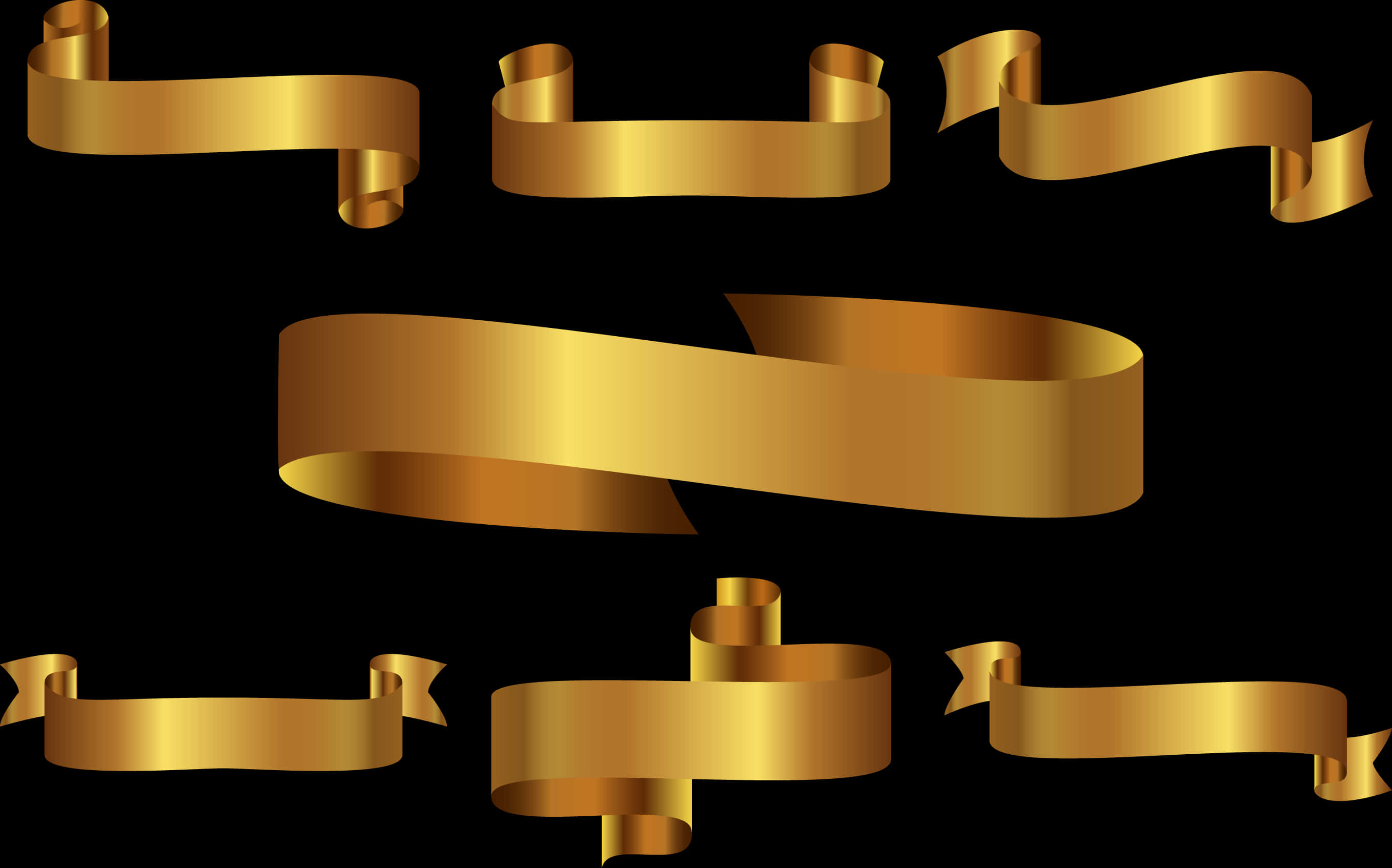 Golden Ribbon Clip Arts
