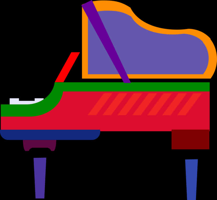 A Colorful Piano With A Black Background
