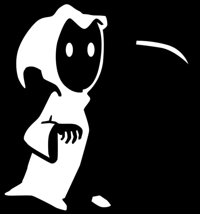 A Cartoon Of A White Hooded Figure