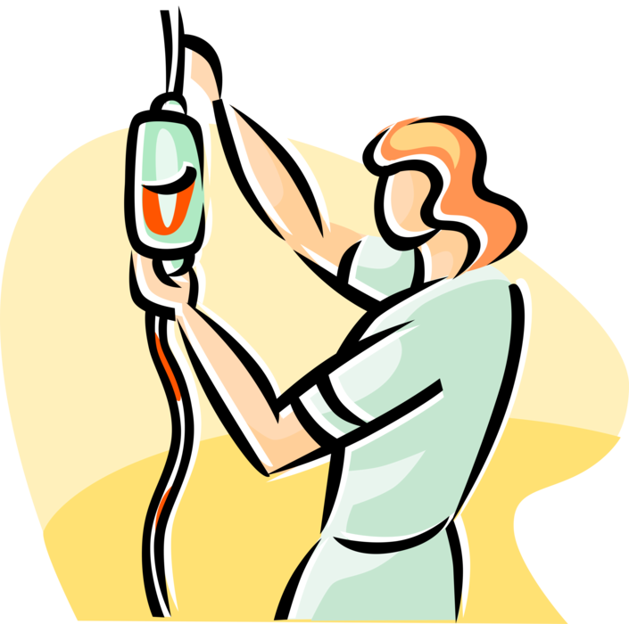 Vector Illustration Of Health Care Nurse Replacing - Nurse With Iv Cartoon Png, Transparent Png
