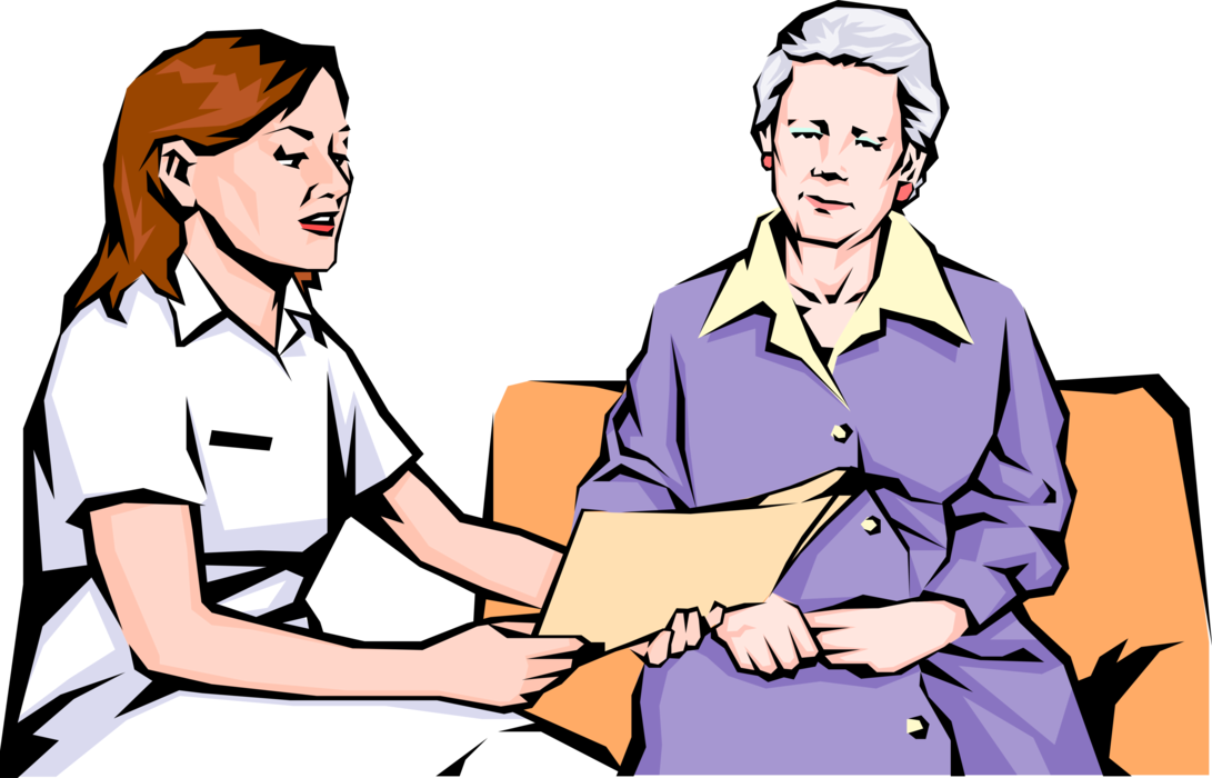 Vector Illustration Of Health Care Nurse With Elderly, Hd Png Download