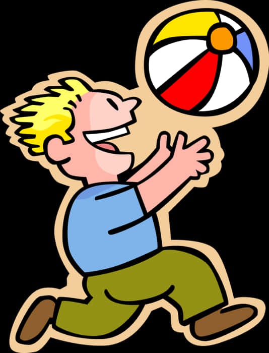 A Cartoon Of A Boy Playing With A Ball