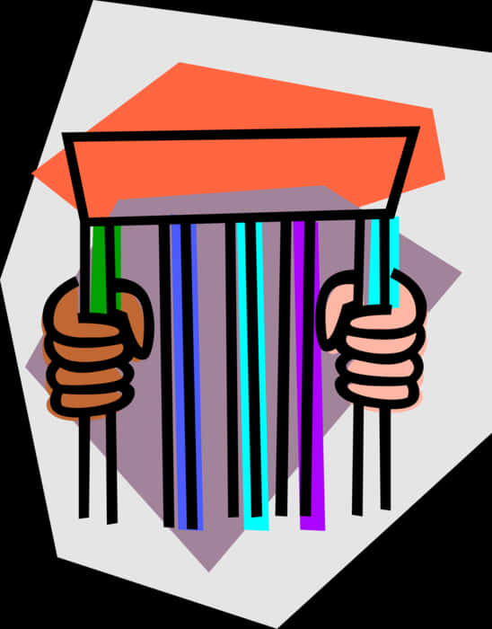 A Hand Holding A Rectangular Object With Colorful Stripes