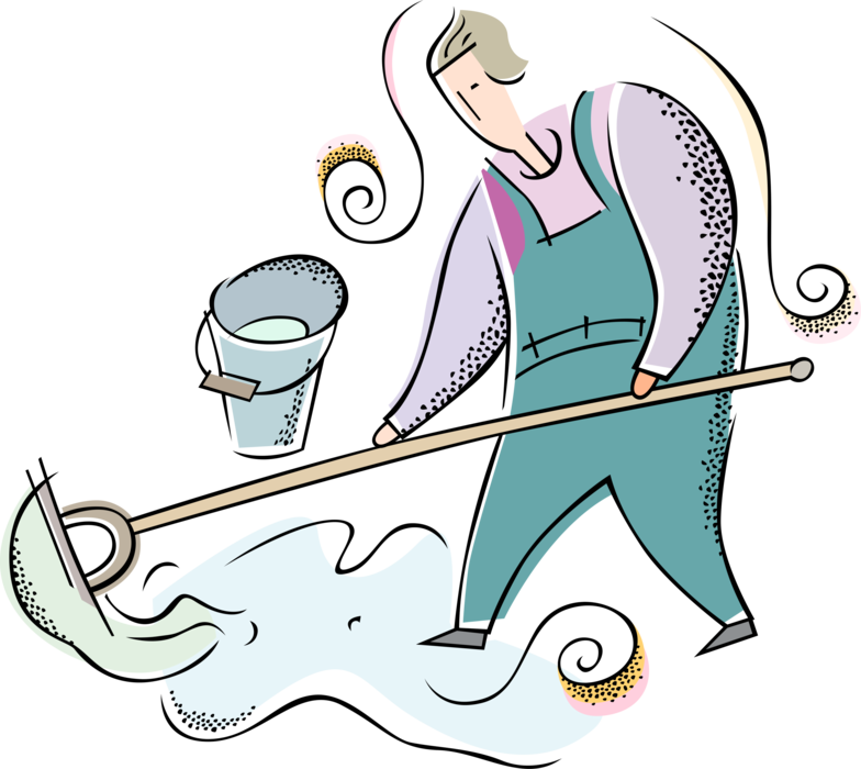Vector Illustration Of School Janitor Custodian With, Hd Png Download