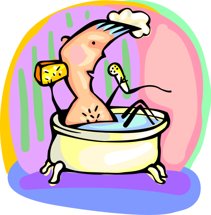 Vector Illustration Of Singing In The Bathtub With - Человек В Ванной Пнг, Hd Png Download