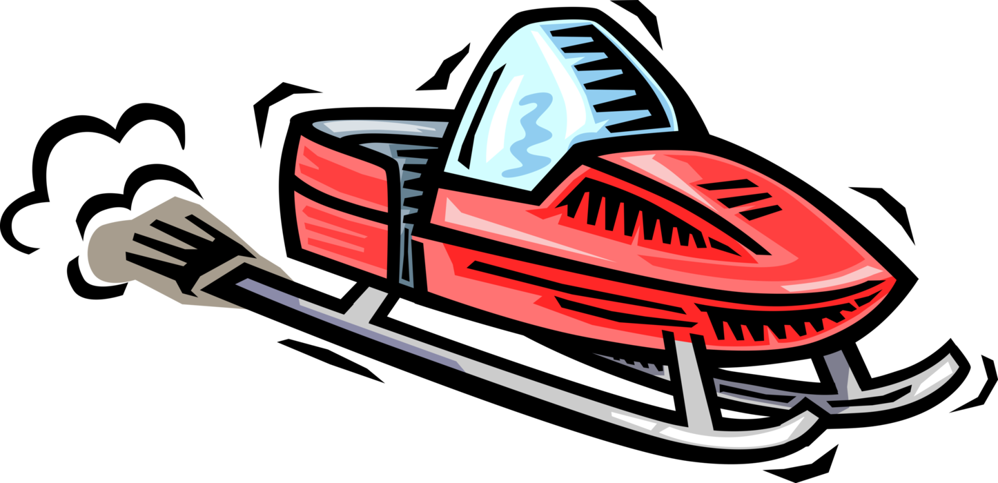 A Red Snowmobile With A Black Background