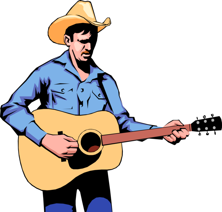 A Man In Cowboy Hat Playing Guitar