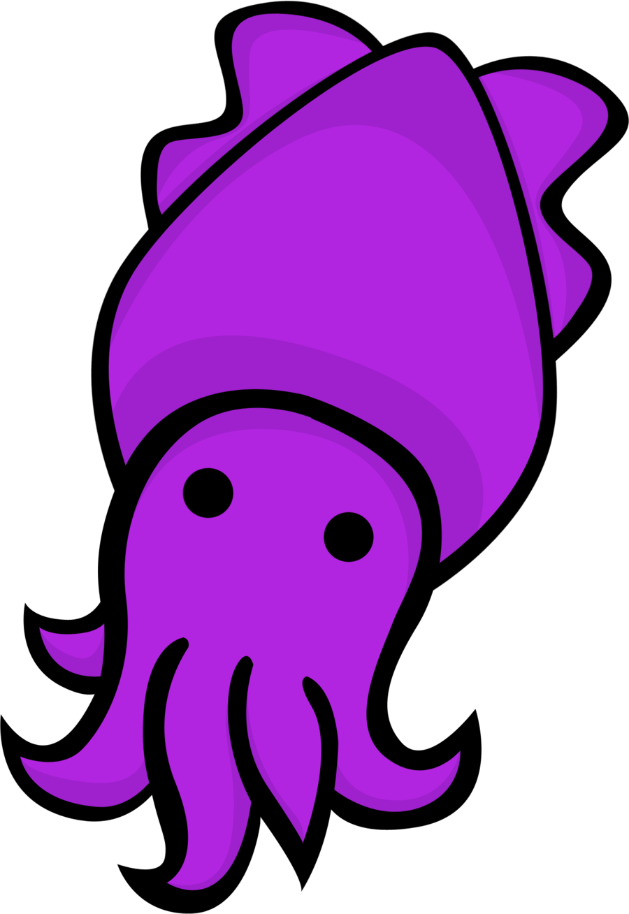 A Purple Squid With Black Outline