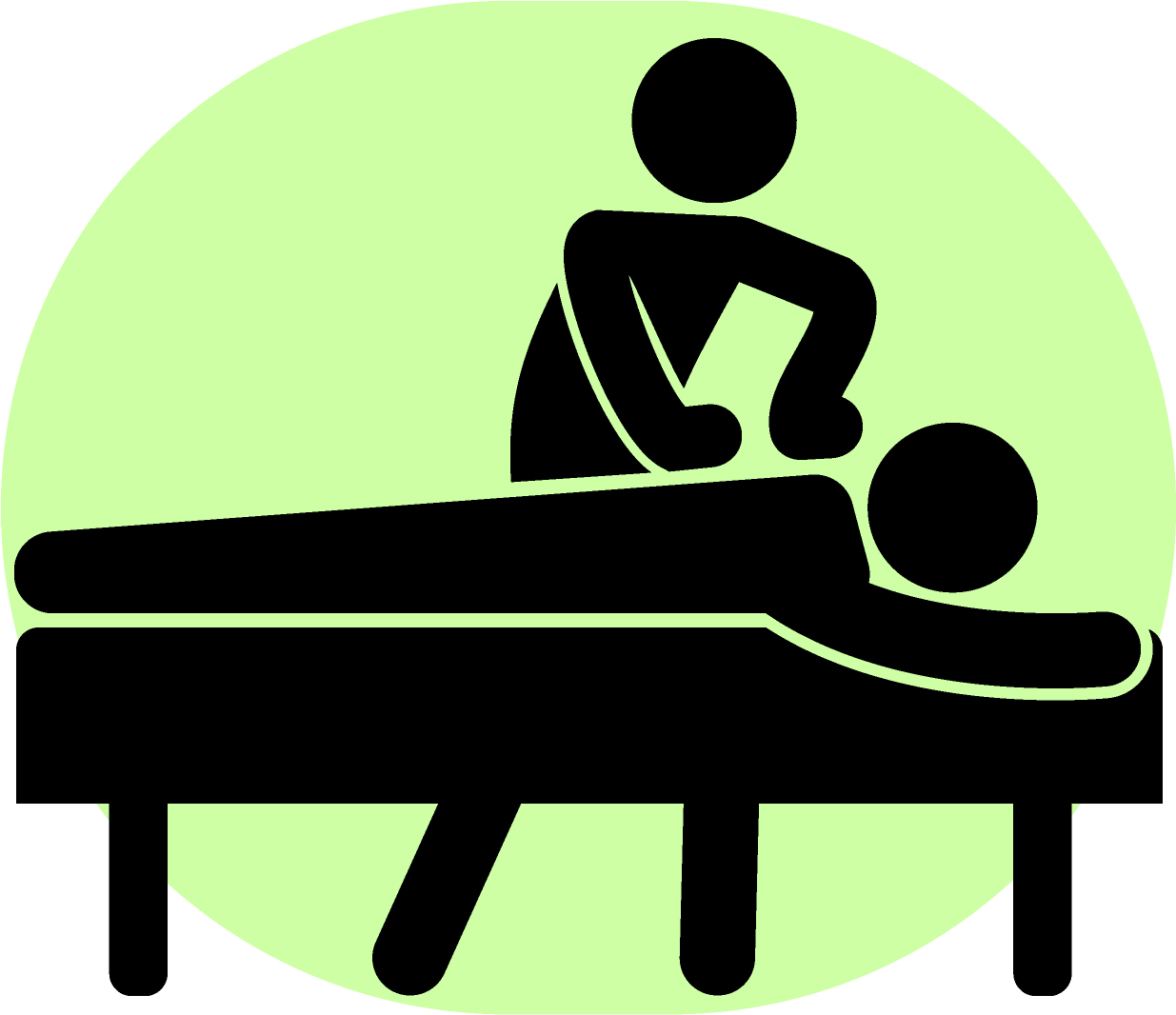 A Black And White Pictogram Of A Person Getting Massage