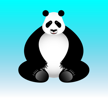A Panda Sitting On A Blue Background