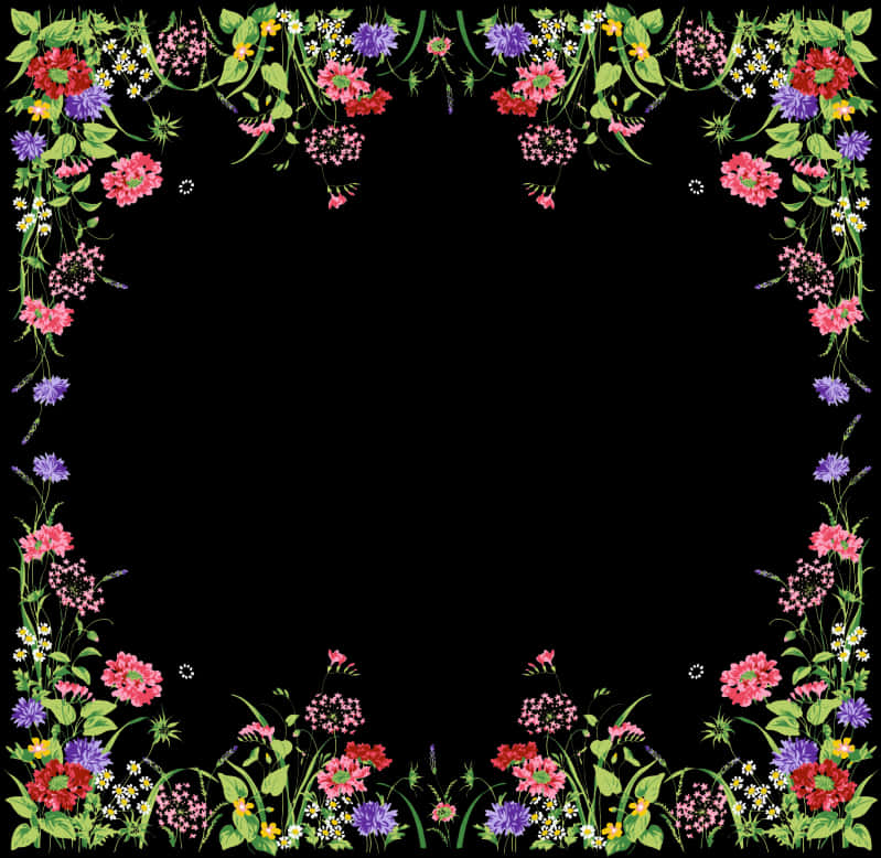 A Square Frame Of Colorful Flowers