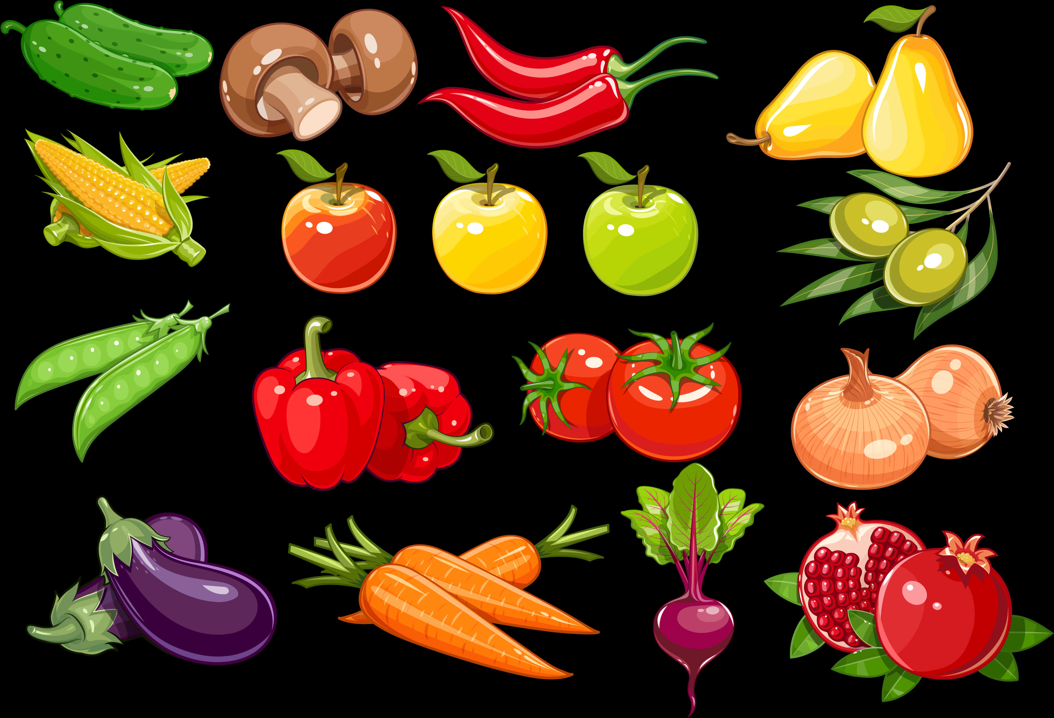 A Collection Of Fruits And Vegetables