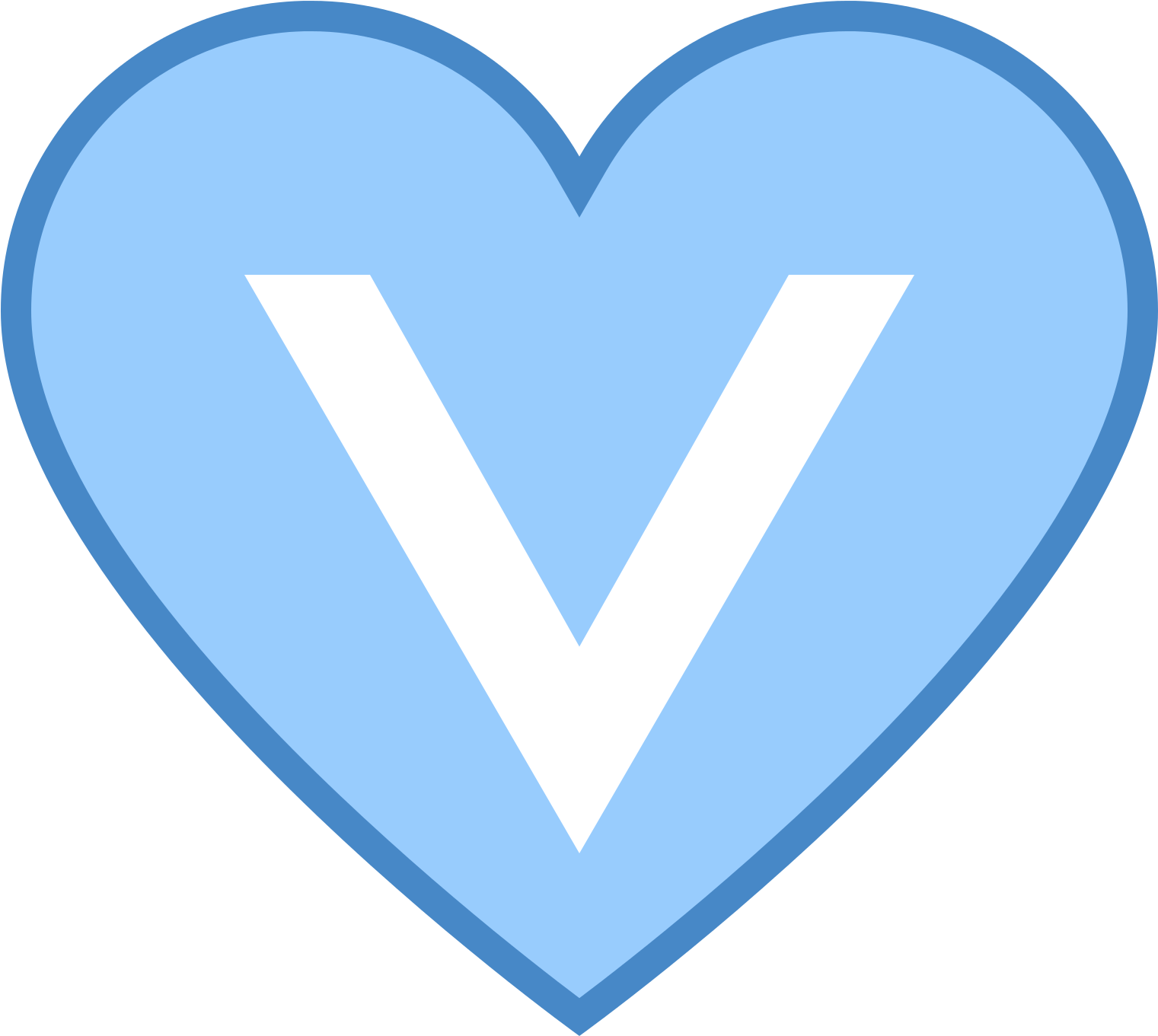 A Blue Heart With A White Letter V