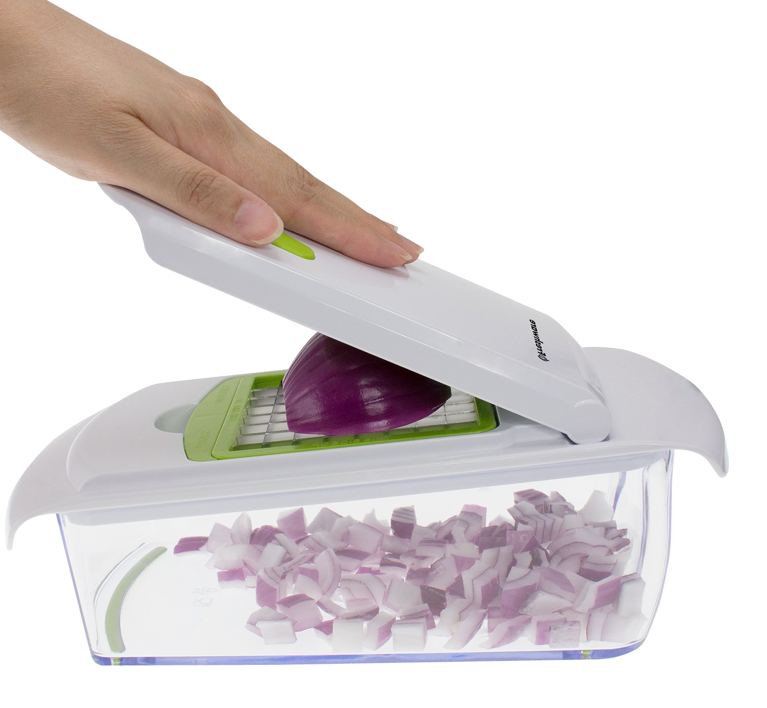 A Hand Holding A Onion Slicer