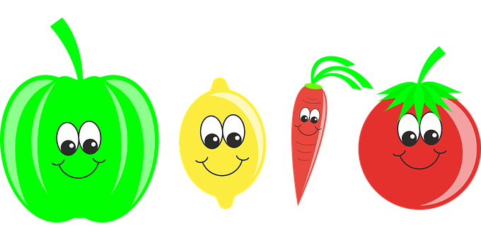 A Group Of Cartoon Vegetables