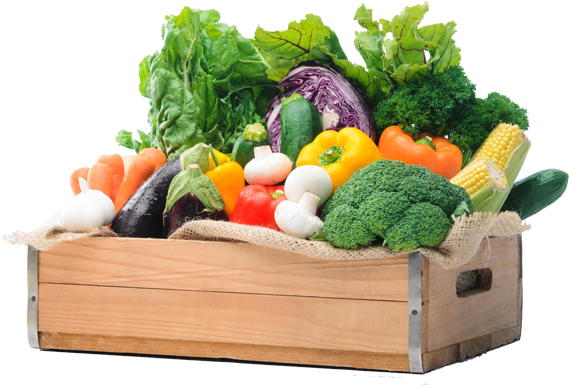 A Wooden Crate Full Of Vegetables