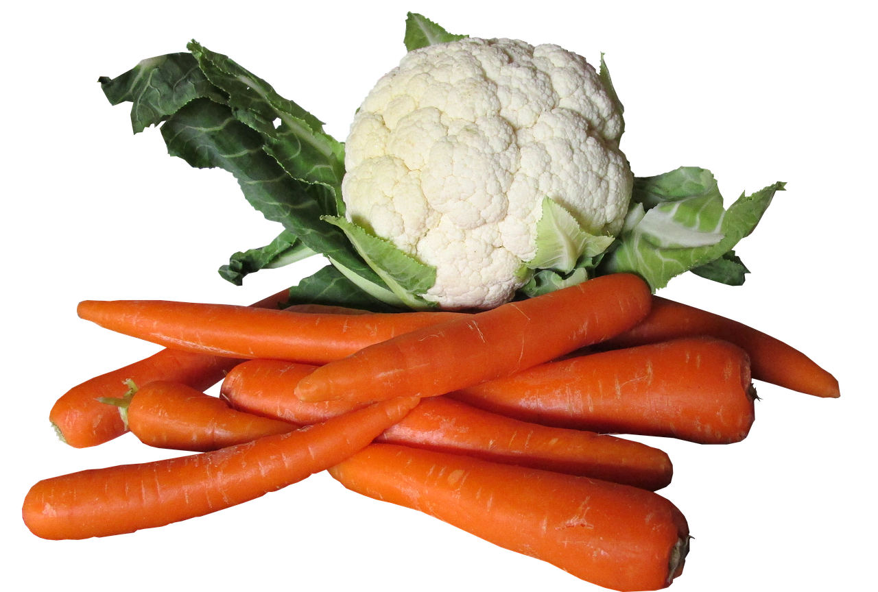 A Group Of Carrots And Cauliflower