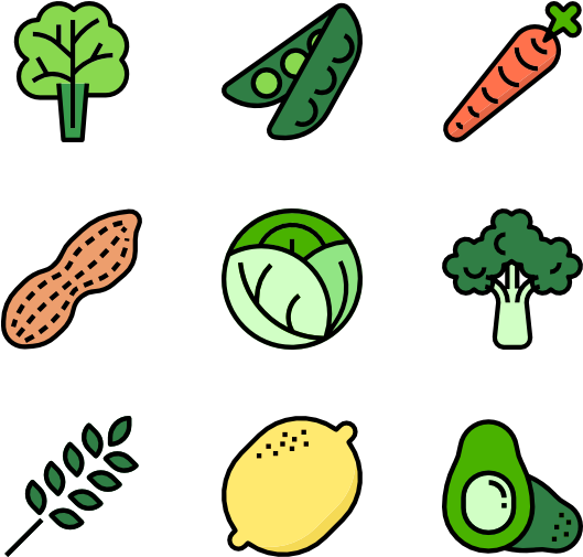 A Group Of Vegetables Icons