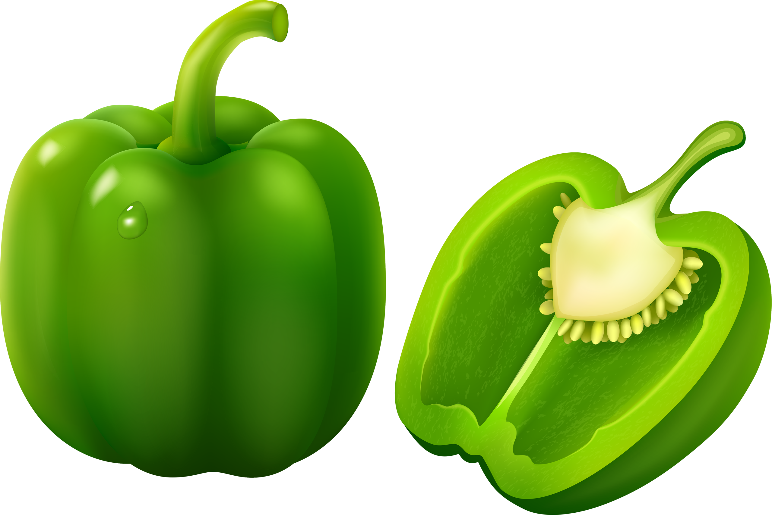 A Green Bell Pepper Cut In Half