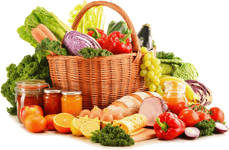 A Basket Full Of Vegetables And Fruits