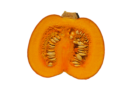 A Cut Pumpkin With Seeds