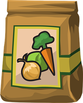 A Brown Bag With A Vegetable Label