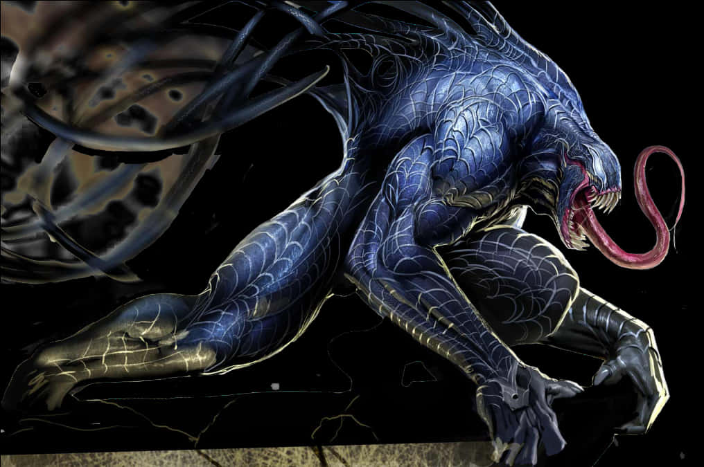 A Blue Dragon With Black Wings
