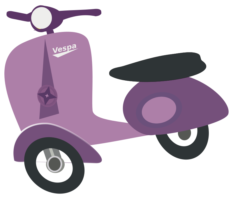 A Purple Scooter With Black Wheels