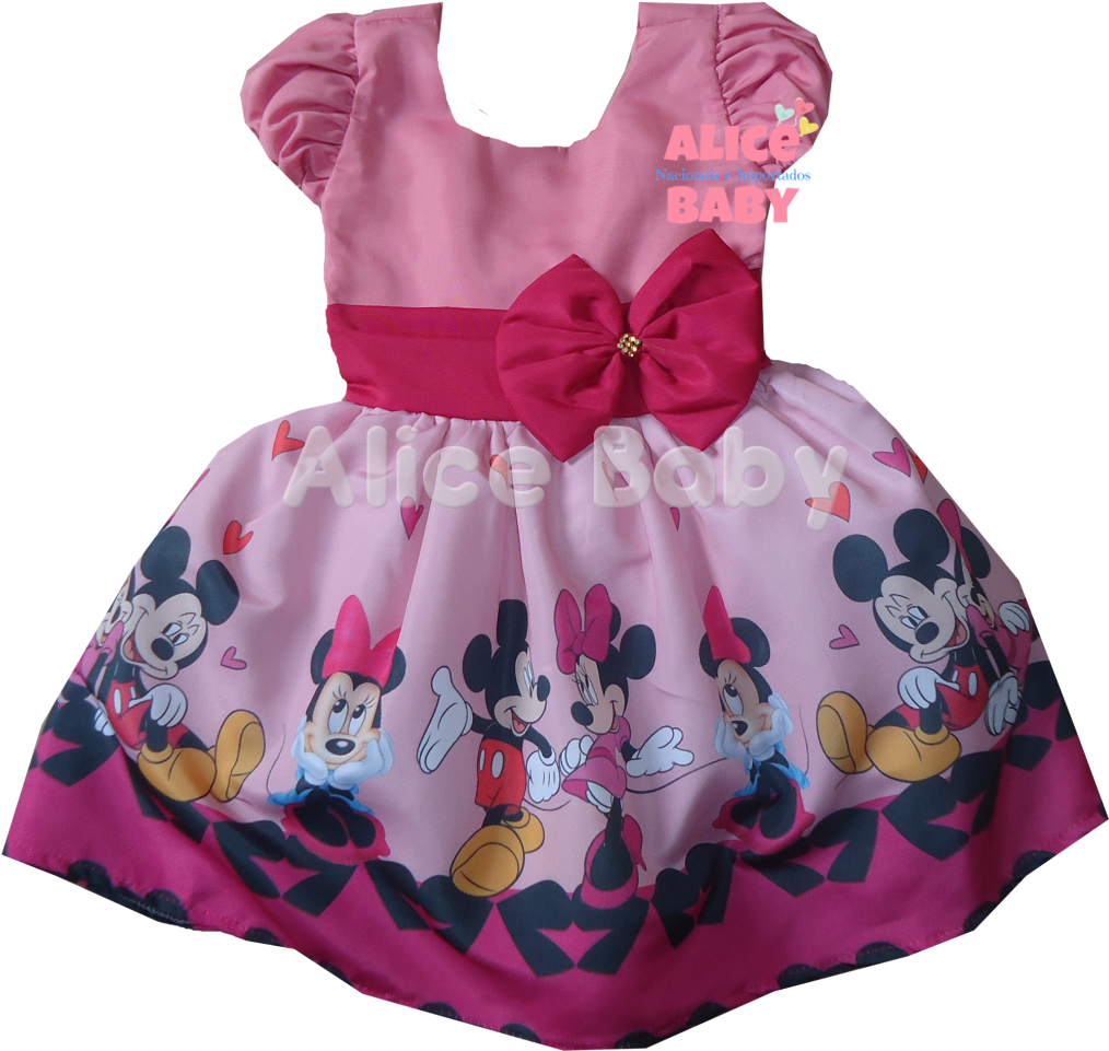 A Pink Dress With Cartoon Characters On It