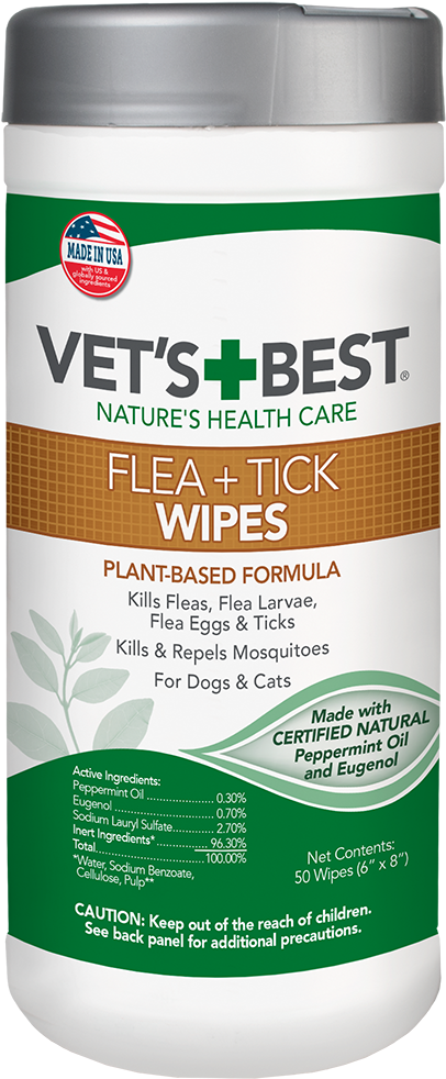 Vet's Best Flea And Tick Wipes For Dogs And Cats - Vets Best Flea And Tick Wipes, Hd Png Download