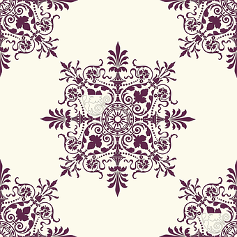 A Pattern Of Purple And White Designs