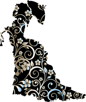 A Black Background With A Floral Design