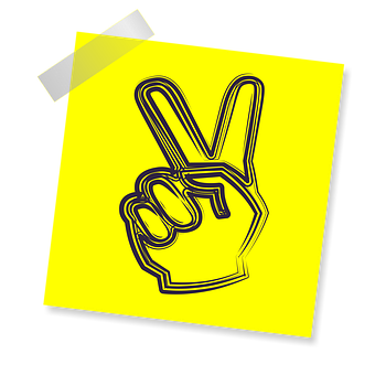 A Yellow Post It Note With A Hand Symbol On It