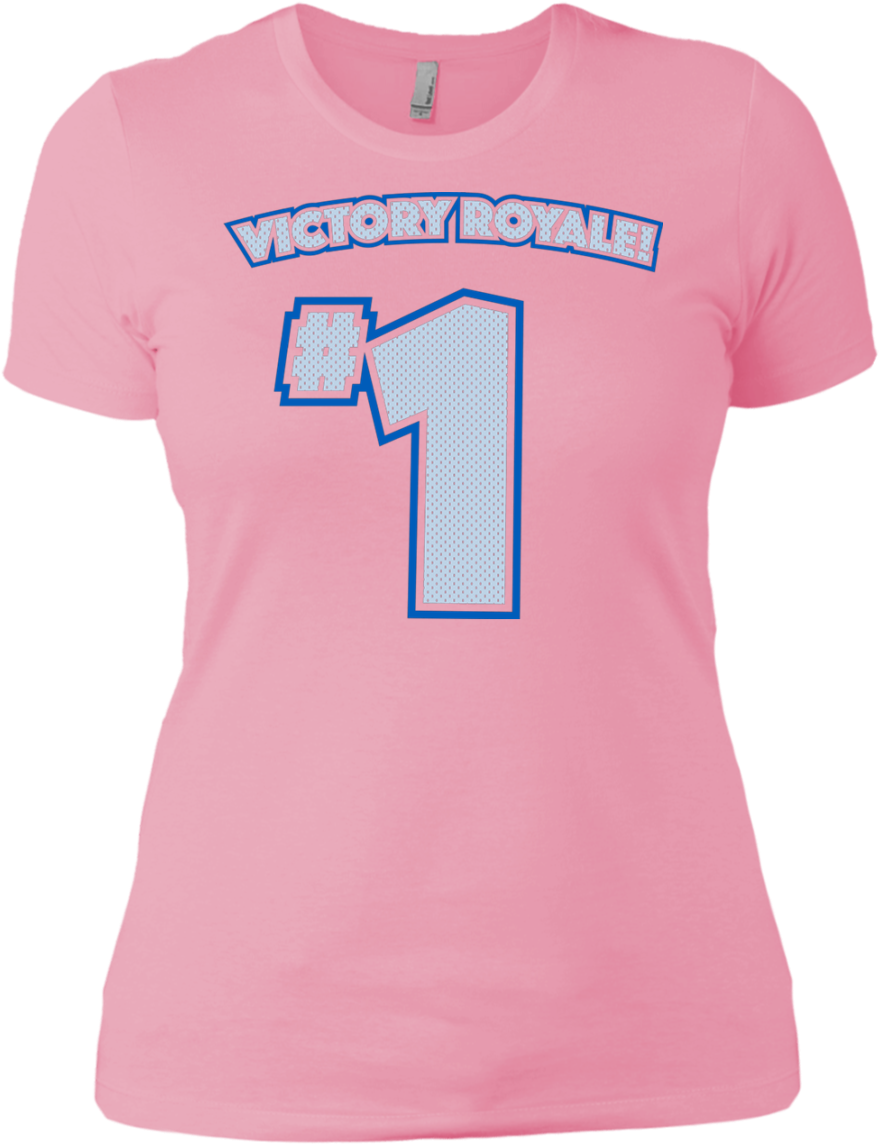 A Pink Shirt With Blue Text And Numbers