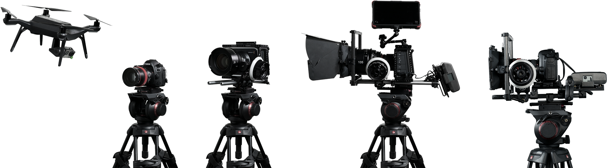 A Couple Of Cameras On Tripods