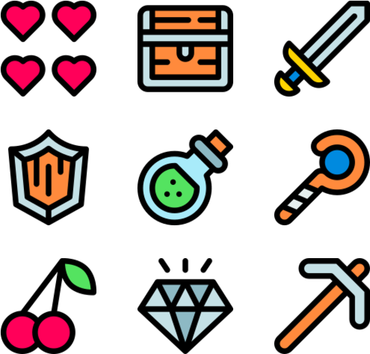 A Set Of Icons On A Black Background