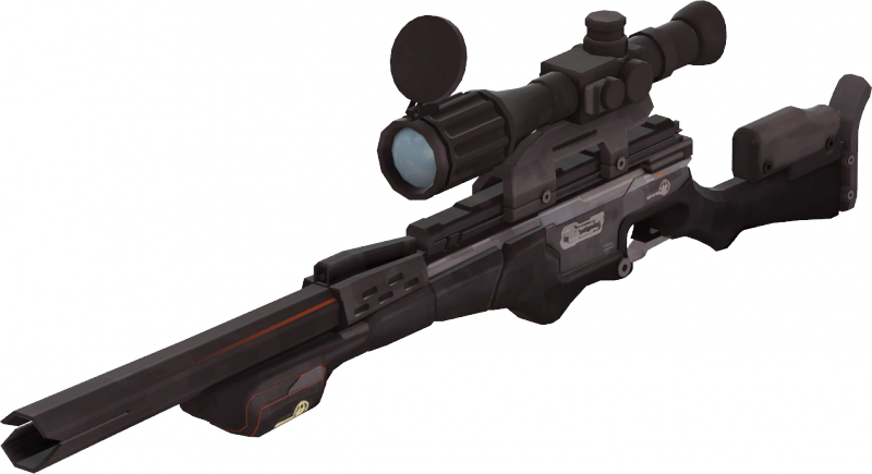 A Black And Silver Gun With A Scope