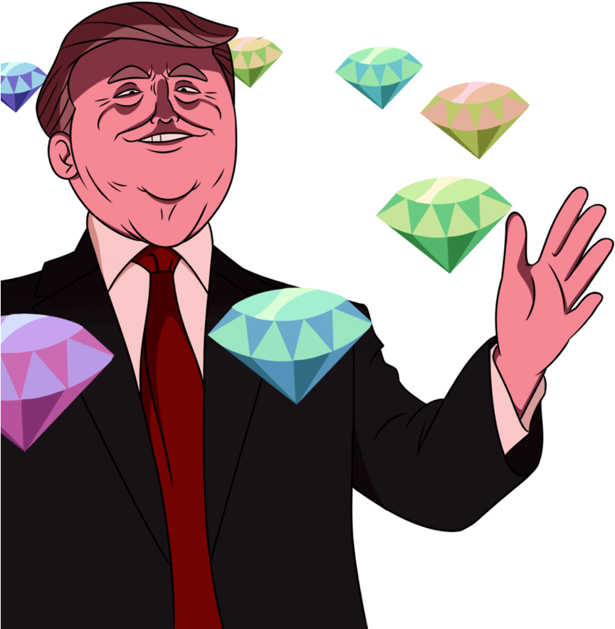 A Man In A Suit And Tie With Many Diamonds Flying Around Him