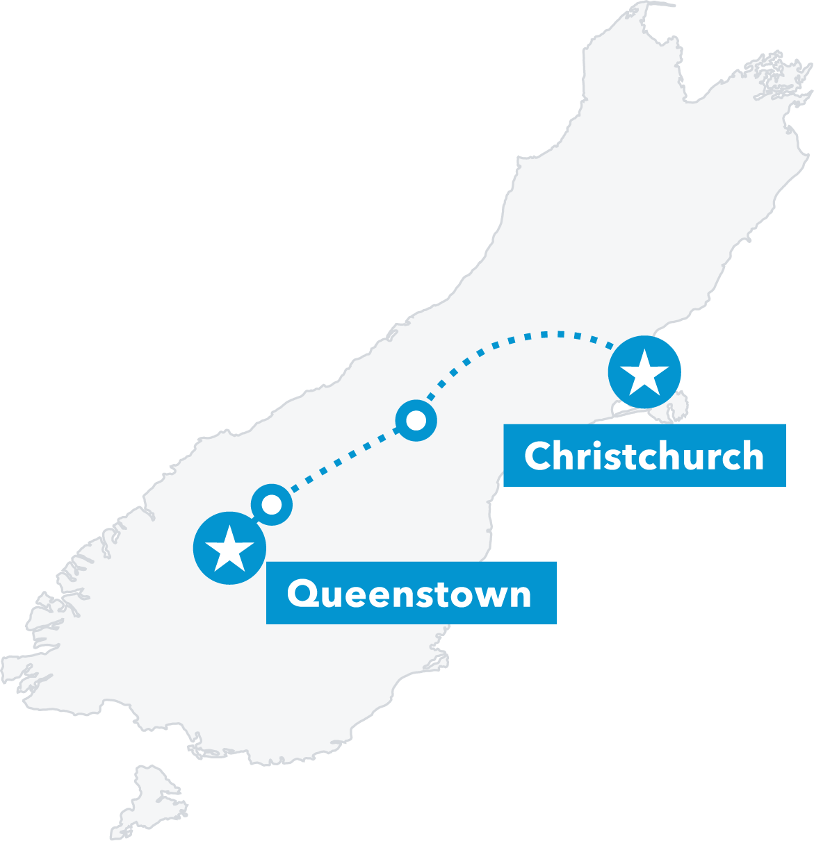 A Map Of New Zealand With Blue Text