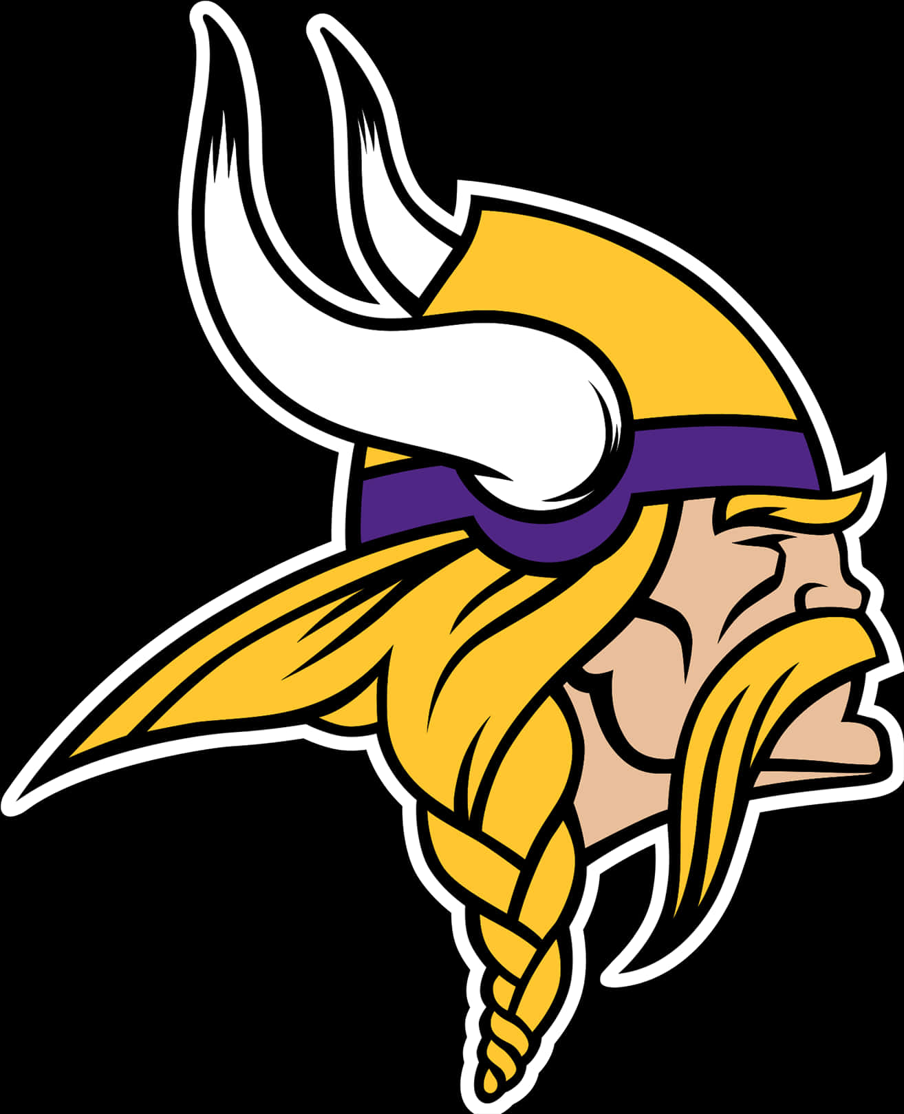 A Cartoon Of A Viking With A Braided Hair And A Purple And White Helmet