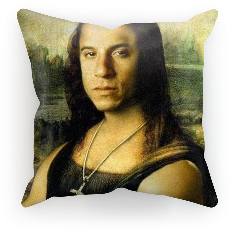 A Pillow With A Man Wearing A Necklace