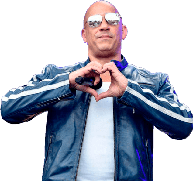 A Man Wearing Sunglasses And A Leather Jacket Making A Heart With His Hands