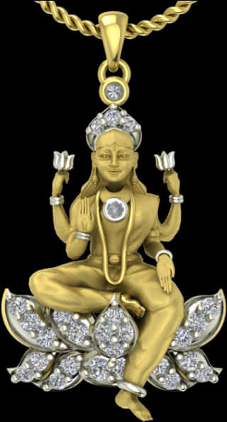 A Gold Statue With Diamonds