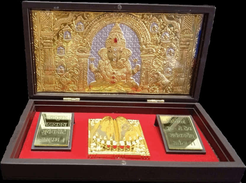 A Box With A Gold And Silver Object
