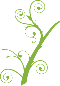 A Green Vine With Swirls On A Black Background