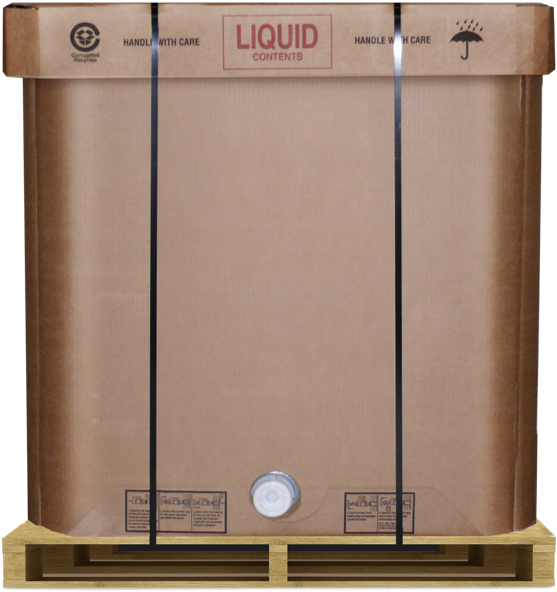 A Large Cardboard Container On A Wooden Pallet